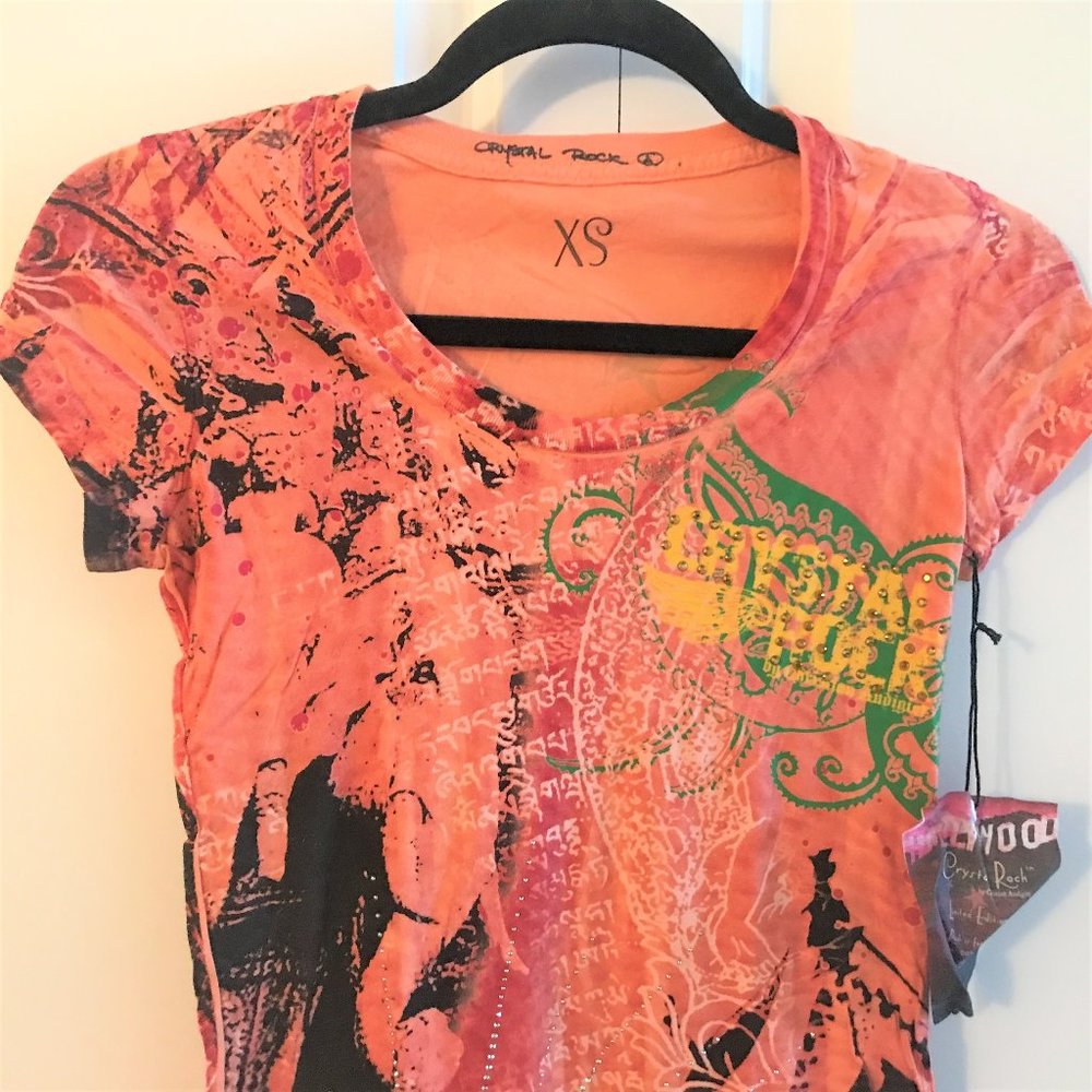 Christian Audigier Ed Hardy Crystal Rock T Shirt NEW XS Limited Edition